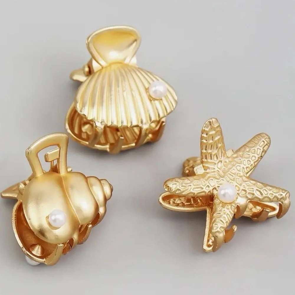 Gold Small Sea Shell Hair Clip Set (3101)